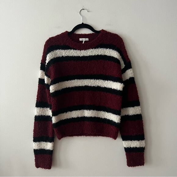 Rag & Bone Robyn Burgundy Striped Pullover Sweater - Picture 2 of 6